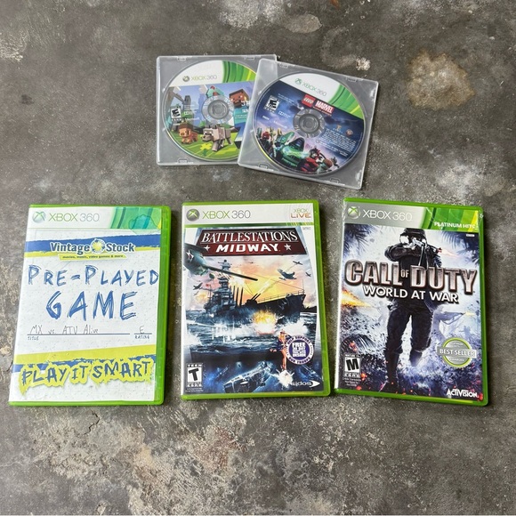 Xbox 360 Game Lot Minecraft LEGO Marvel COD World at War Battlestations - Picture 2 of 5